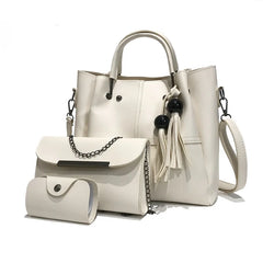 Fringe Shoulder Bag Set PU Leather Mother Bag
