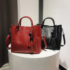 Fringe Shoulder Bag Set PU Leather Mother Bag