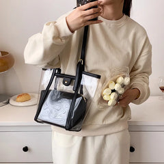 Transparent Jelly Bucket Bag Women's Shoulder Handbag Tote Purse
