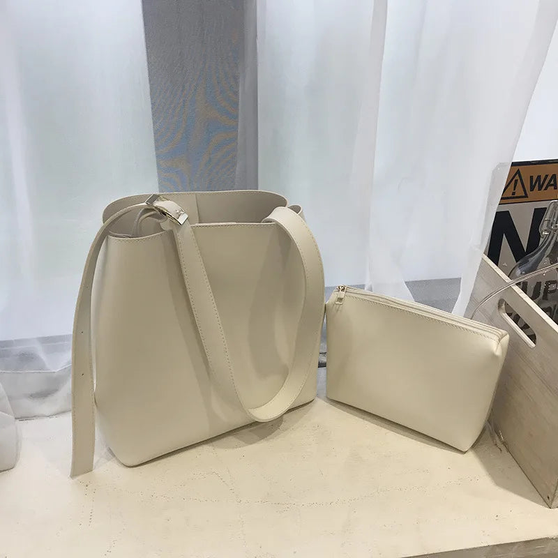 Women's PU Leather Shoulder Bag Large Capacity Mother Bag Messenger Bag