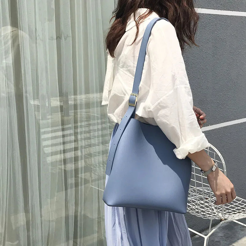 Women's PU Leather Shoulder Bag Large Capacity Mother Bag Messenger Bag