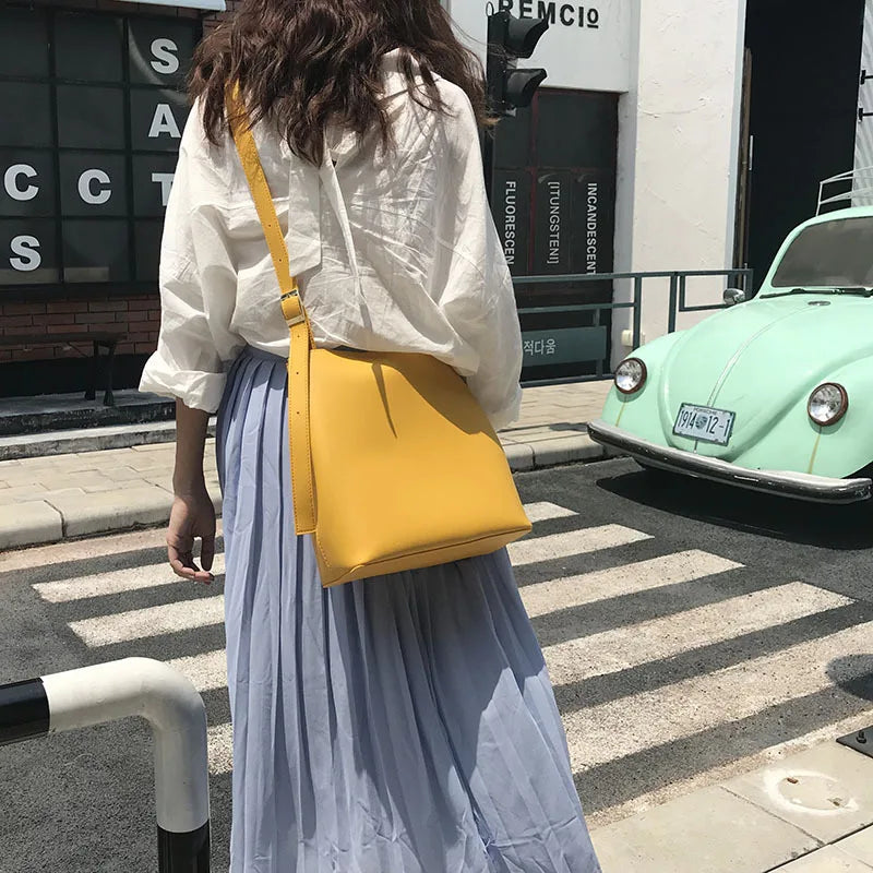 Women's PU Leather Shoulder Bag Large Capacity Mother Bag Messenger Bag