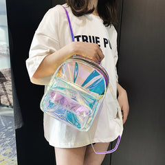 Mini Silver Laser Holographic Backpack Girls Shoulder Bag