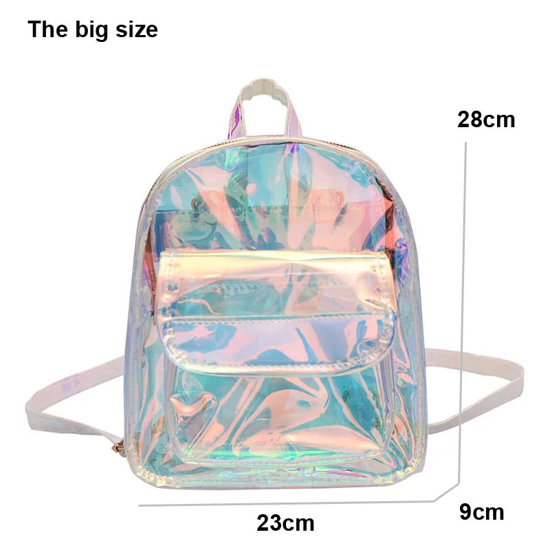 Mini Silver Laser Holographic Backpack Girls Shoulder Bag