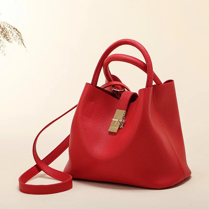 2022 Women's PU Leather Shoulder Bag Solid Mother-in-Law Bag