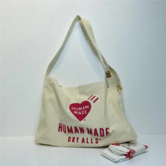 2022ss HUMAN Bear Print Canvas Bag Couple One Shoulder Crossbody Bag