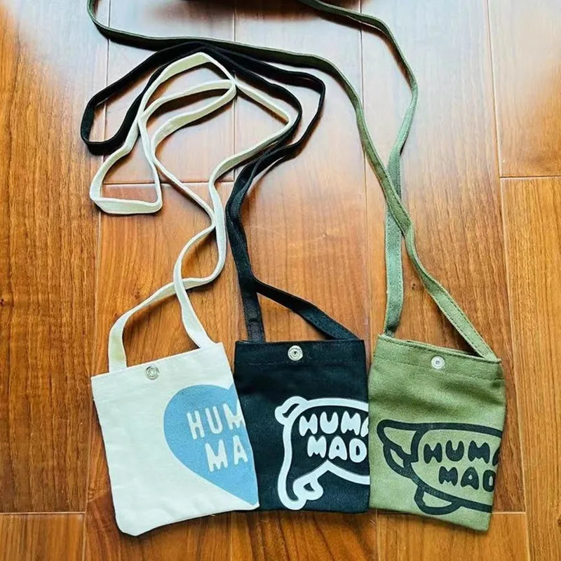 2022ss HUMAN Couple Canvas One Shoulder Bag Men Women