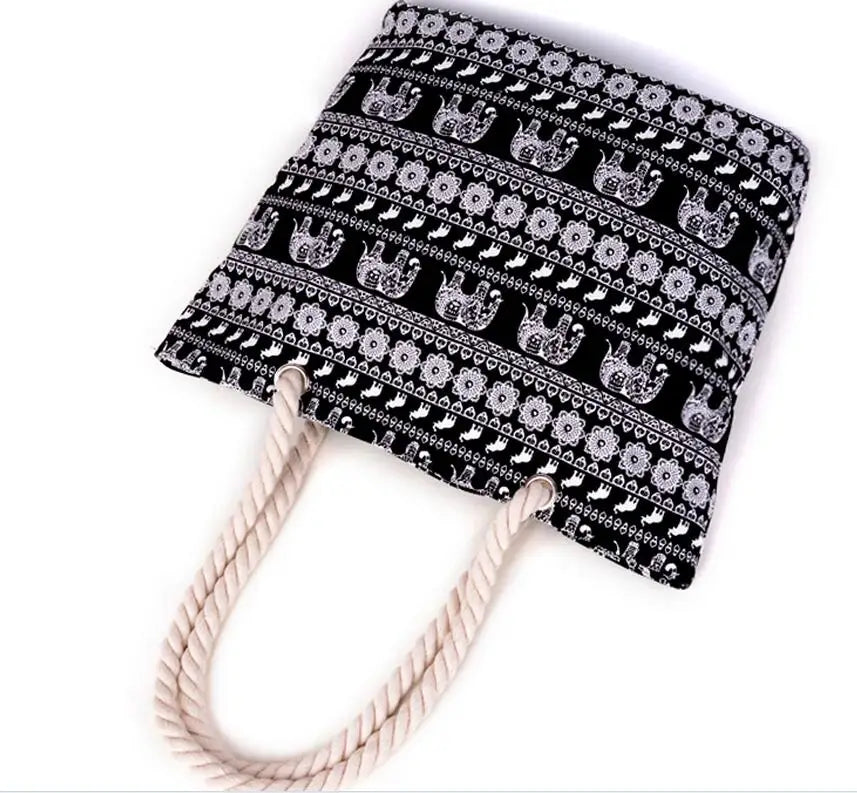 Animal Elephant Canvas Tote Bag Women's Handbag