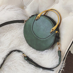 Circular Women Handbag Leather Shoulder Messenger Bag Round Ring Mini Tote