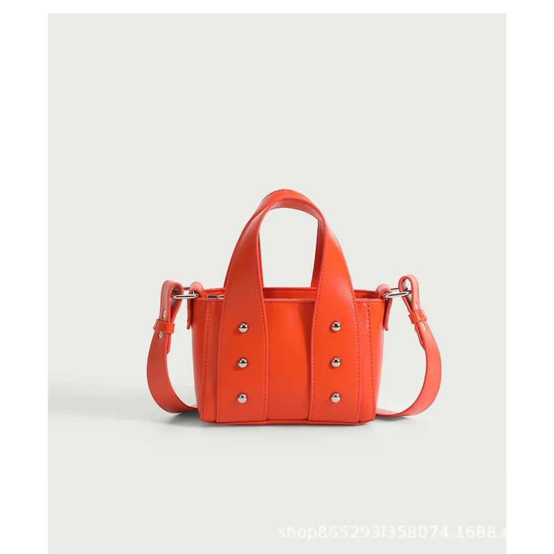 Rivet Pu Leather Mini Handbag Women'S Messenger Bag