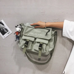 Student Canvas Crossbody Bags For Women Shoulder Sling Clutch Messenger Bag