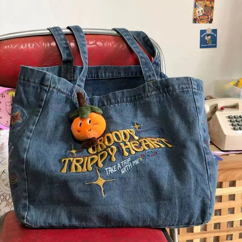 Denim Canvas Bags For Women Hamble Tote Bag Big Capacity Handbags