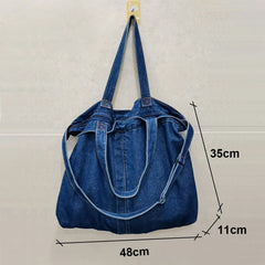 Denim Shoulder Bags for Women Casual Jeans Handbags Large Shopping Bags Tote