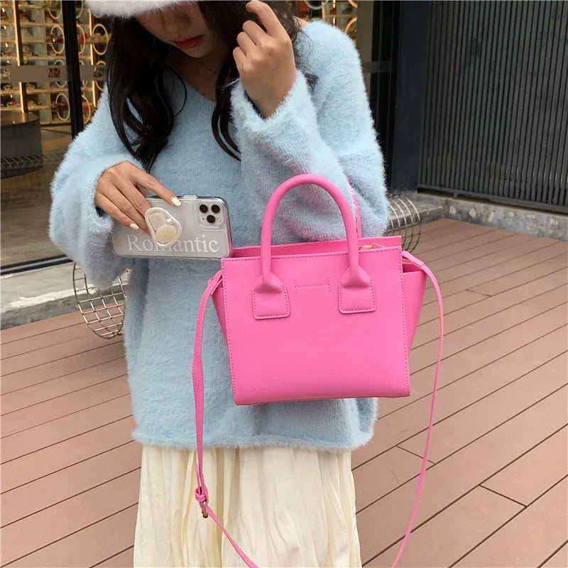 Cowhide Handbags Office Lady Totes Pink Green Messenger Bags