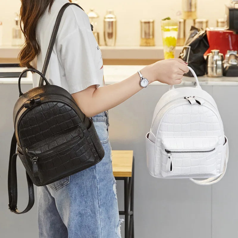 Crocodile Pattern Small Backpack Women's Leisure Bag