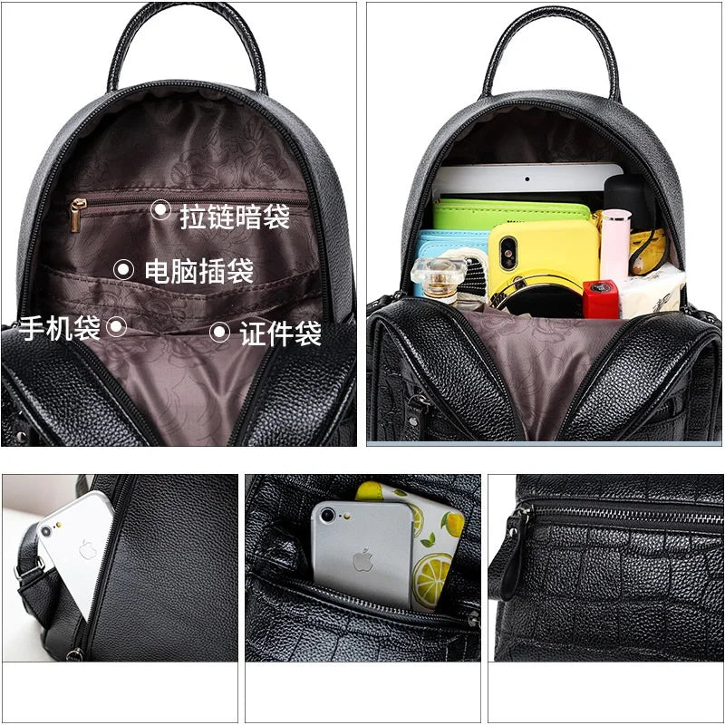 Crocodile Pattern Small Backpack Women's Leisure Bag