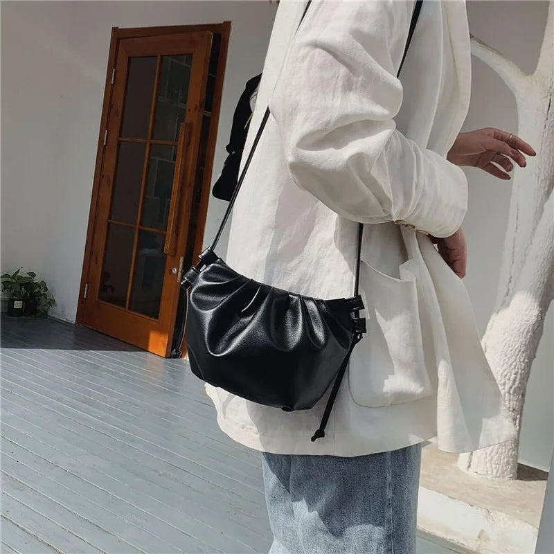 Pleated Shoulder Bags Casual Shopping Messenger Bags