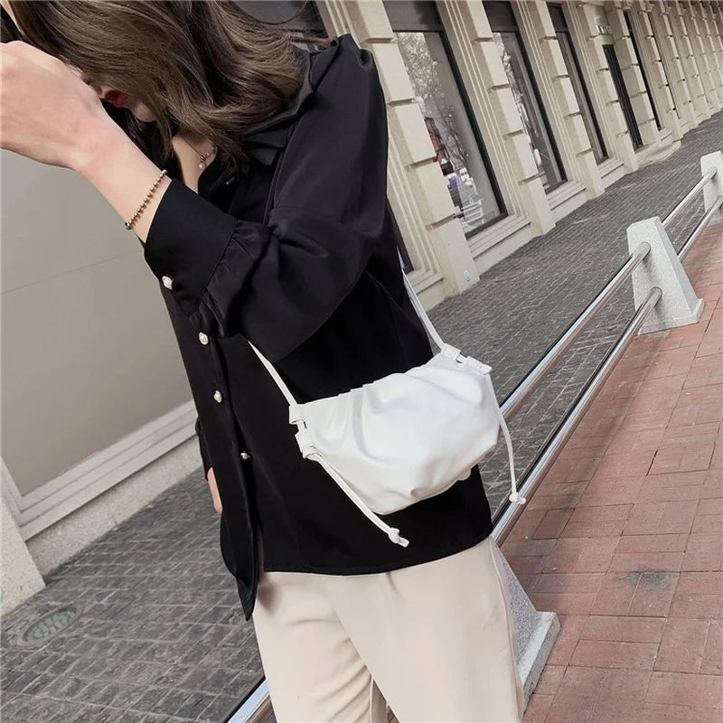 Pleated Shoulder Bags Casual Shopping Messenger Bags