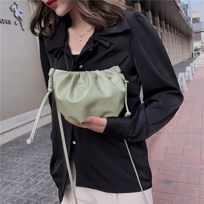 Pleated Shoulder Bags Casual Shopping Messenger Bags
