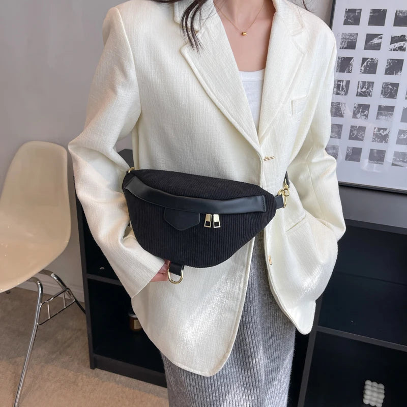 Women's Casual Chest Bag Waist Bags Zipper Crossbody Pack