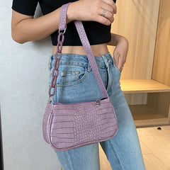 Small Square Shoulder Bag PU Leather Underarm Bag