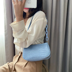 Small Square Shoulder Bag PU Leather Underarm Bag
