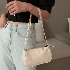 Small Square Shoulder Bag PU Leather Underarm Bag