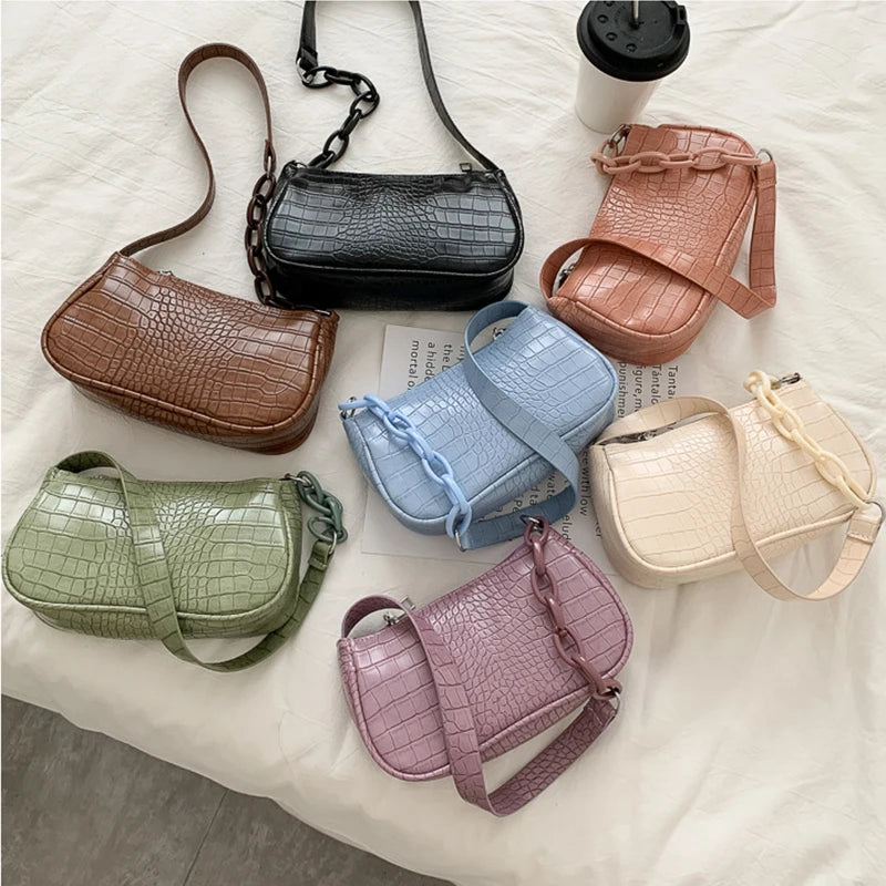 Small Square Shoulder Bag PU Leather Underarm Bag