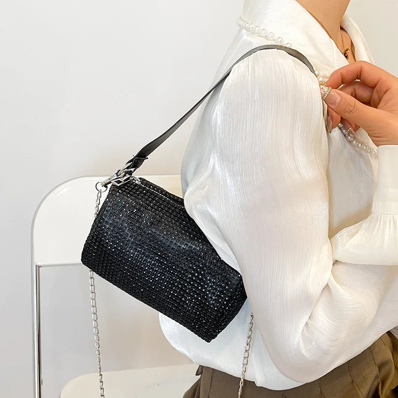 Hot Fix Women's Chain Bag Rhinestone Shoulder Bag