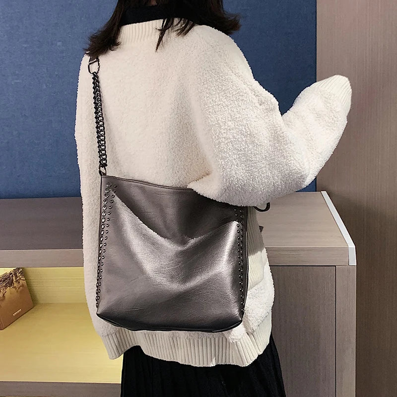 Large Capacity Ladies Shoulder Bag Casual PU Leather Messenger Handbag