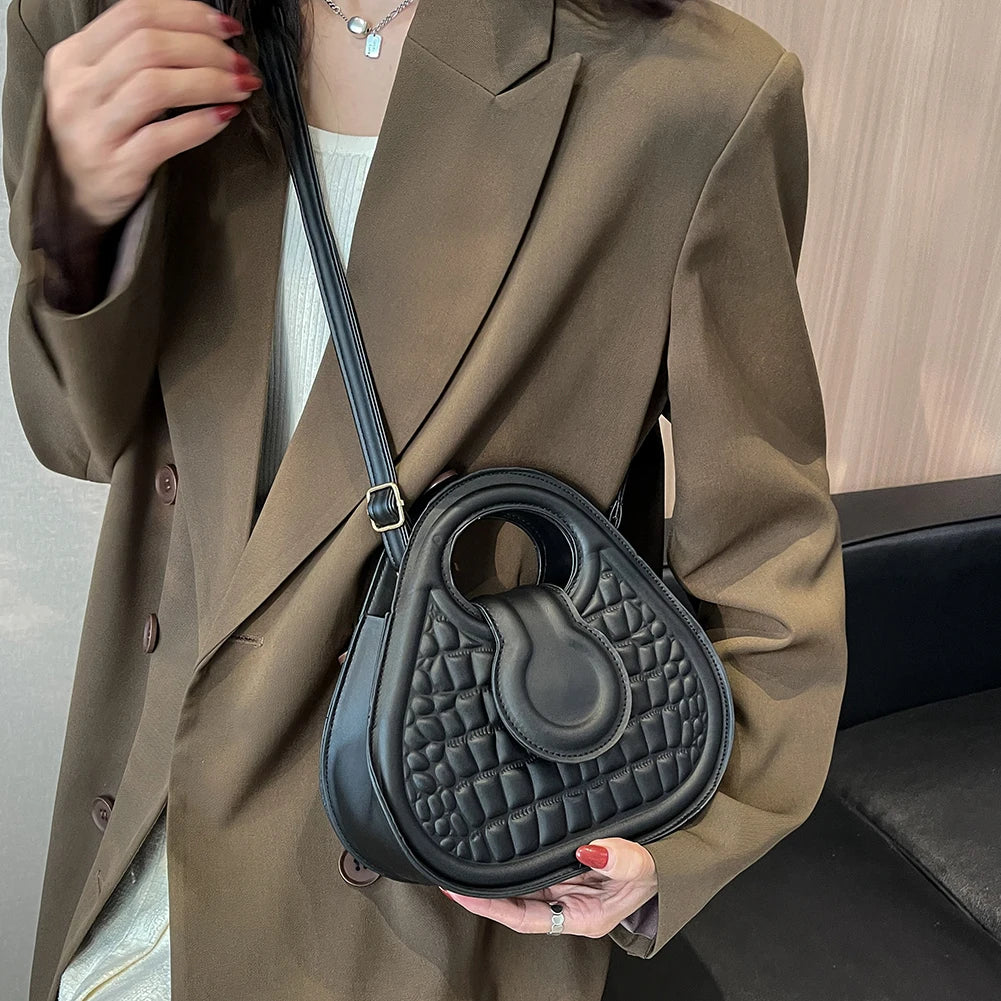 Matte Leather Women Shoulder Bag Satchel Irregular Pattern Handbag Purse