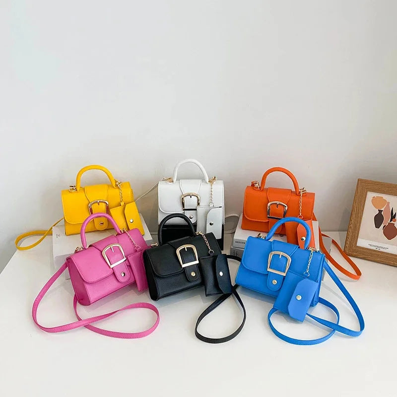 Small Leather Flap Shoulder Bag Crossbody Tote Top Handle Purse