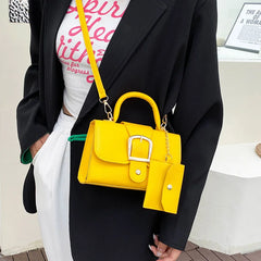 Small Leather Flap Shoulder Bag Crossbody Tote Top Handle Purse