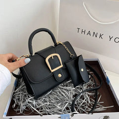 Small Leather Flap Shoulder Bag Crossbody Tote Top Handle Purse