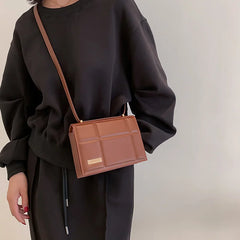 Solid Pu Leather Square Shoulder Bag for Women