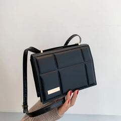 Solid Pu Leather Square Shoulder Bag for Women