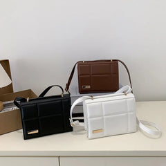 Solid Pu Leather Square Shoulder Bag for Women