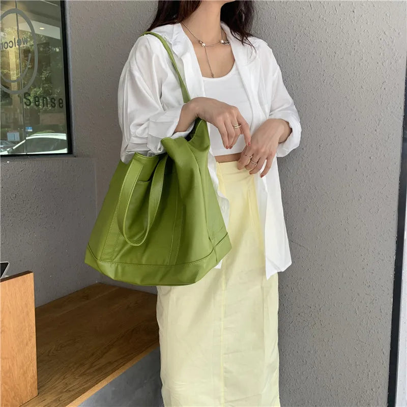 Summer Tote Handbag PU Leather Lady Shoulder Bags