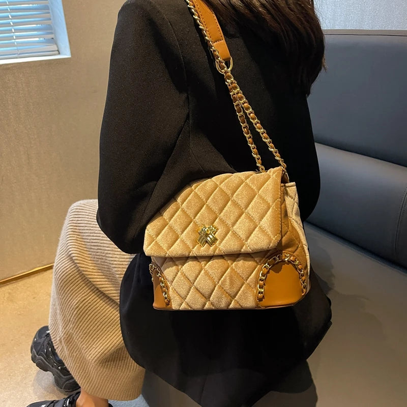 Vintage Suede Chain Crossbody Shoulder Bag Women Ladies Handbag