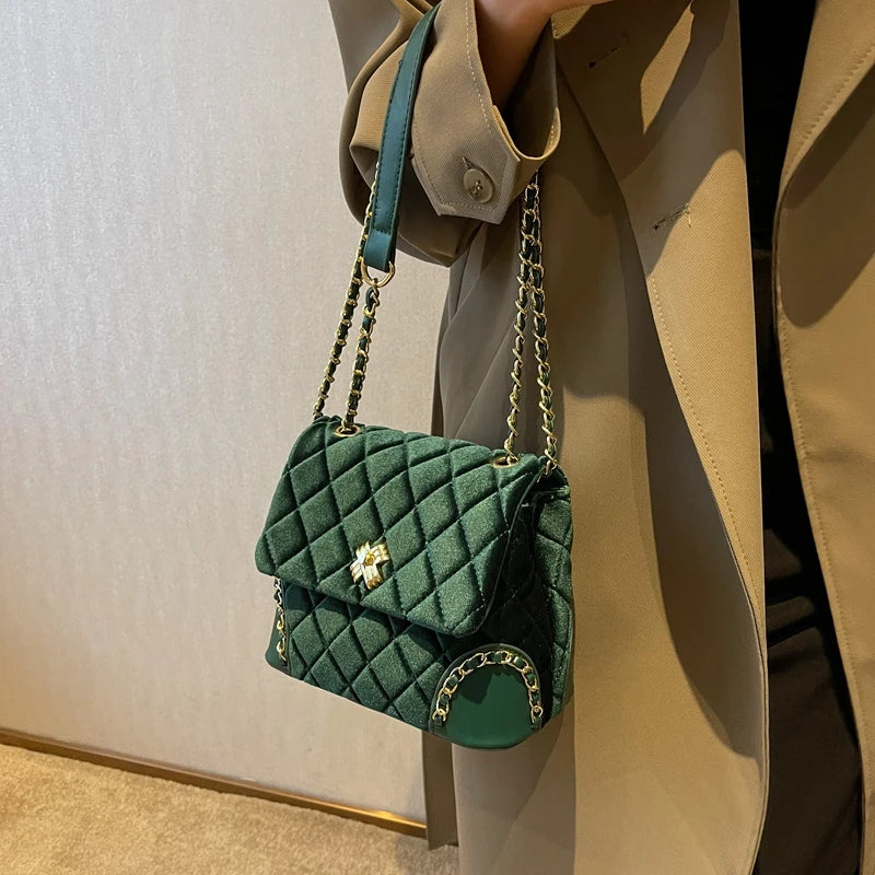 Vintage Suede Chain Crossbody Shoulder Bag Women Ladies Handbag