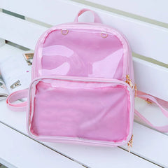 Transparent Student Bags Versatile Leather Backpack Women Travel Bag