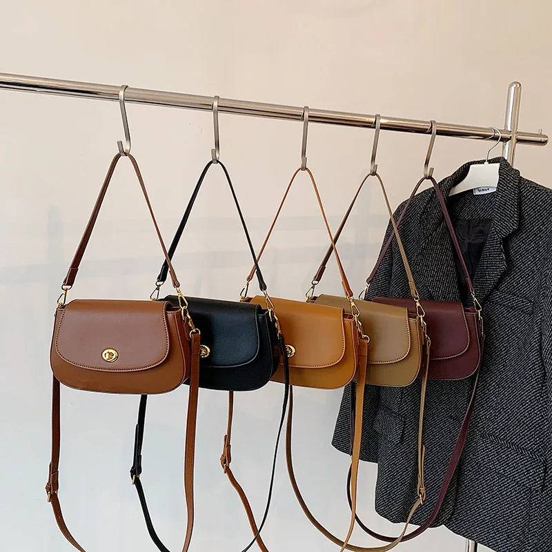 Solid Leather Crossbody Bag for Women Small Shoulder Messenger Bag