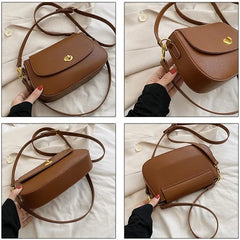 Solid Leather Crossbody Bag for Women Small Shoulder Messenger Bag
