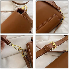 Solid Leather Crossbody Bag for Women Small Shoulder Messenger Bag
