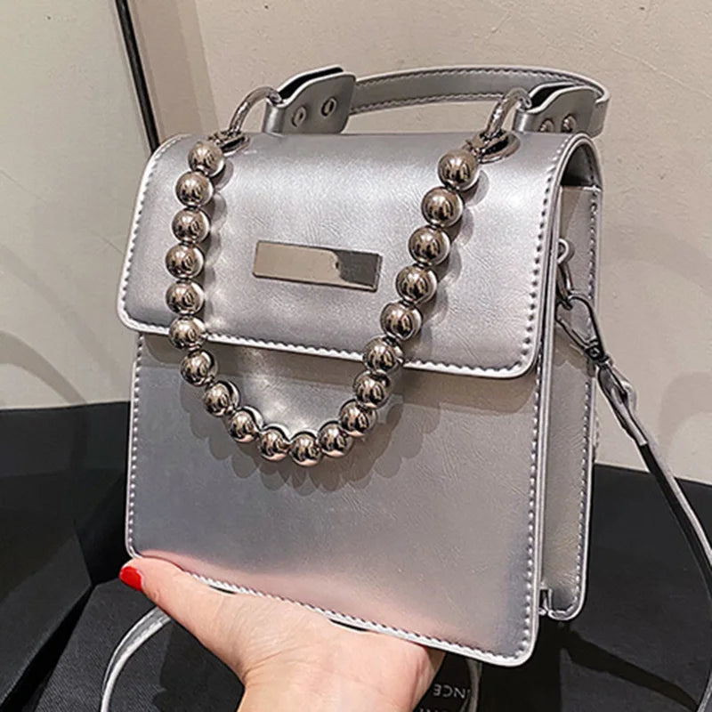 Vintage Pu Leather Chain Shoulder Crossbody Bag Evening Clutch Handbag