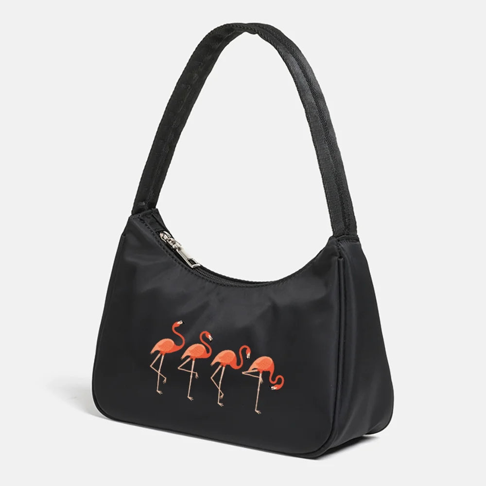 Retro Flamingo Printed Shoulder Bag for Women