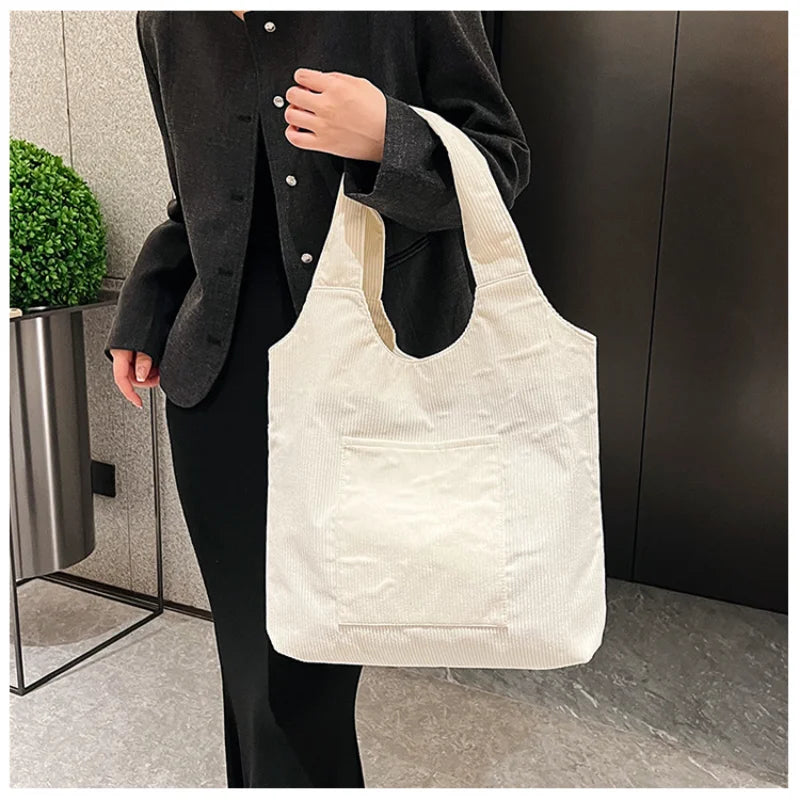 Velvet Canvas Shoulder Bag Women Handbag Tote Beach Bag