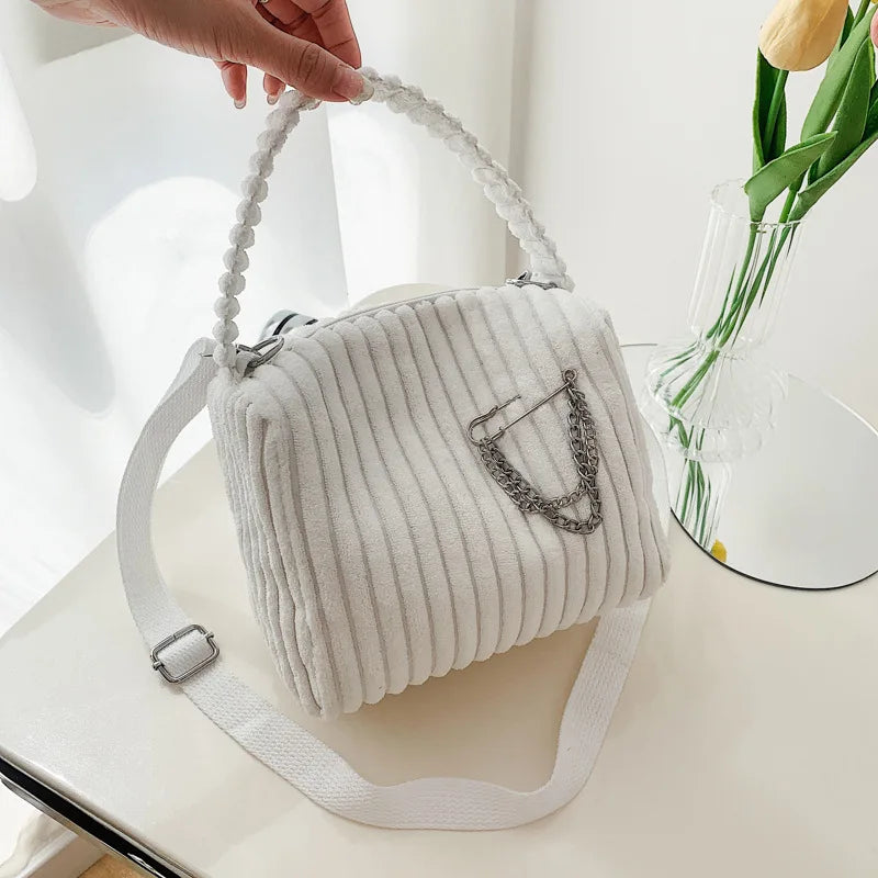 Women's Corduroy Shoulder Bag Casual Purse