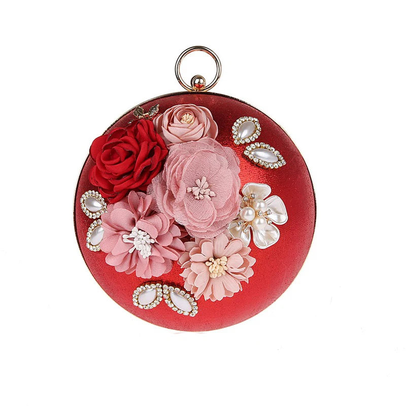 Mini Round Flowers Evening Clutch Bag for Women WY123