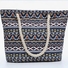 Printed Geometry Canvas Shoulder Bags Large Size Shopping Bags